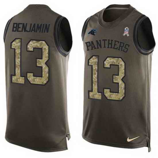 Nike Panthers #13 Kelvin Benjamin Green Mens Stitched NFL Limited Salute To Service Tank Top Jersey
